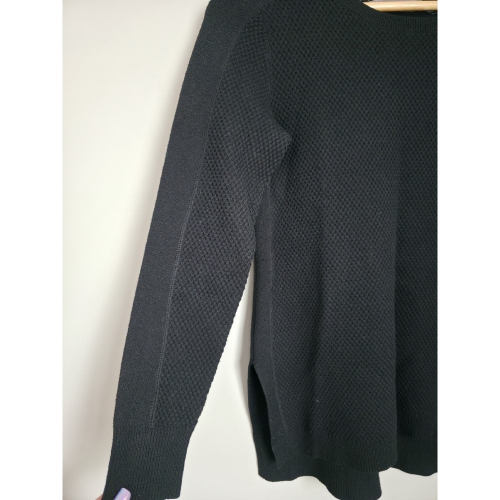 Athleta Black Merino Wool Blend Sweater XS Textured Lightweight Cozy Top - Picture 5 of 10